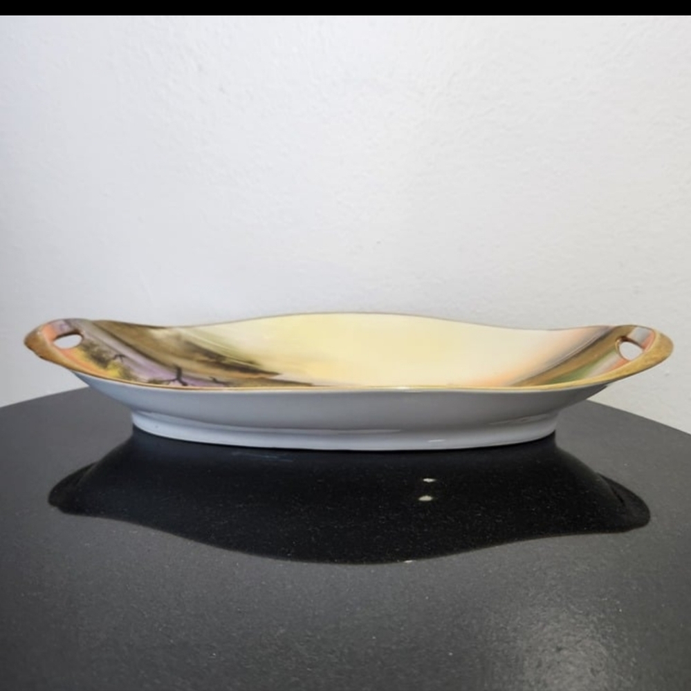 Hand Painted Noritake Oval Bowl, 2 Handles, Windmill - Picture 2 of 11